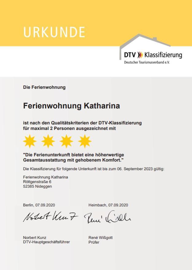 Ferienwohnung Katharina 4 Sterne Laut Dtv Wallbox 11Kw Nideggen Eksteriør billede